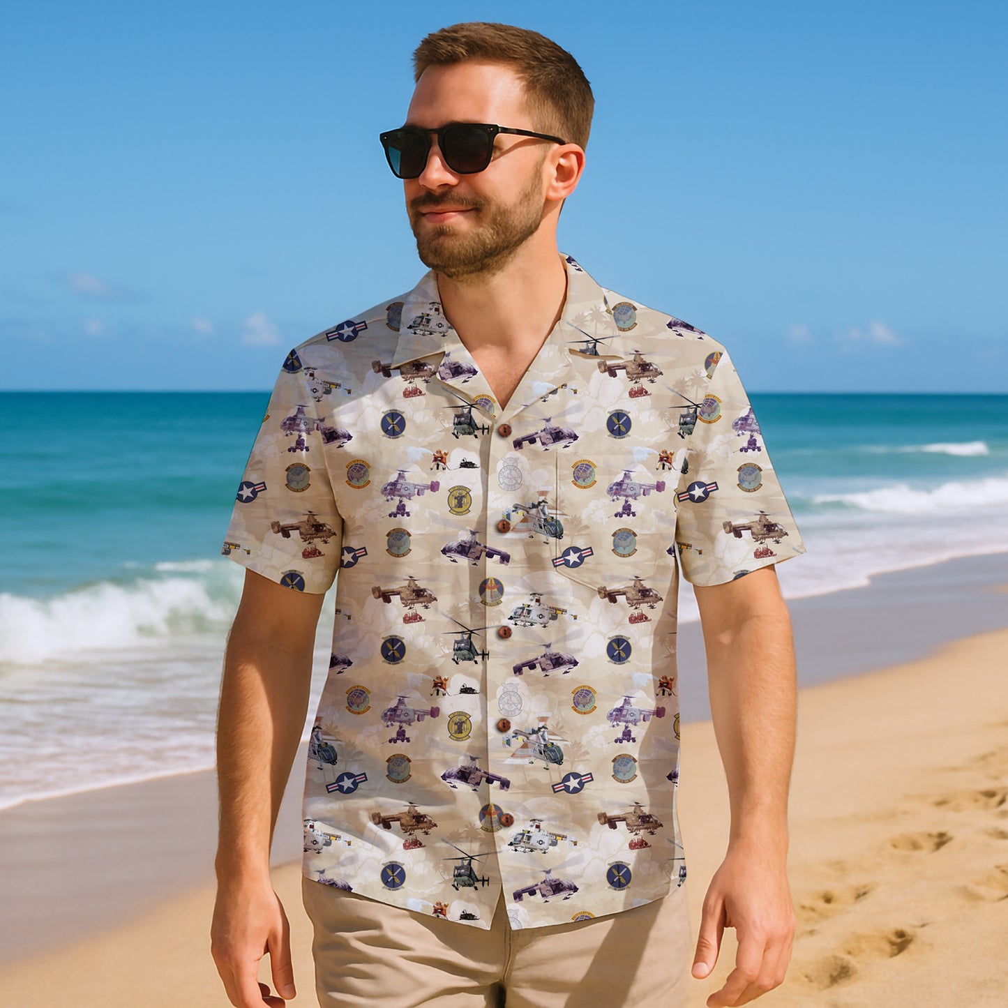 HH-43 "Huskie" Hawaiian Shirt – Cotton Edition | PEDRO-Inspired Vintage Aviation Vibes - Begie