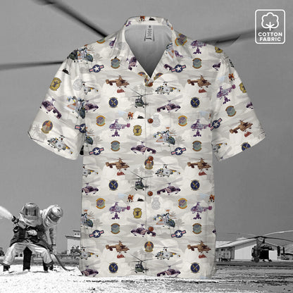 HH-43 "Huskie" Hawaiian Shirt – Cotton Edition | PEDRO-Inspired Vintage Aviation Vibes - Gray