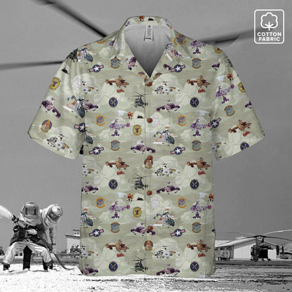 HH-43 "Huskie" Hawaiian Shirt – Cotton Edition | PEDRO-Inspired Vintage Aviation Vibes - OD Green