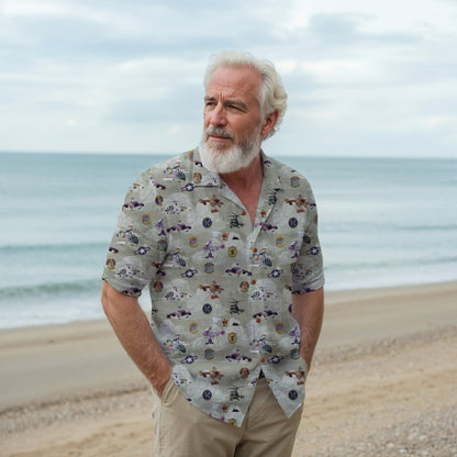 HH-43 "Huskie" Hawaiian Shirt – Cotton Edition | PEDRO-Inspired Vintage Aviation Vibes - OD Green