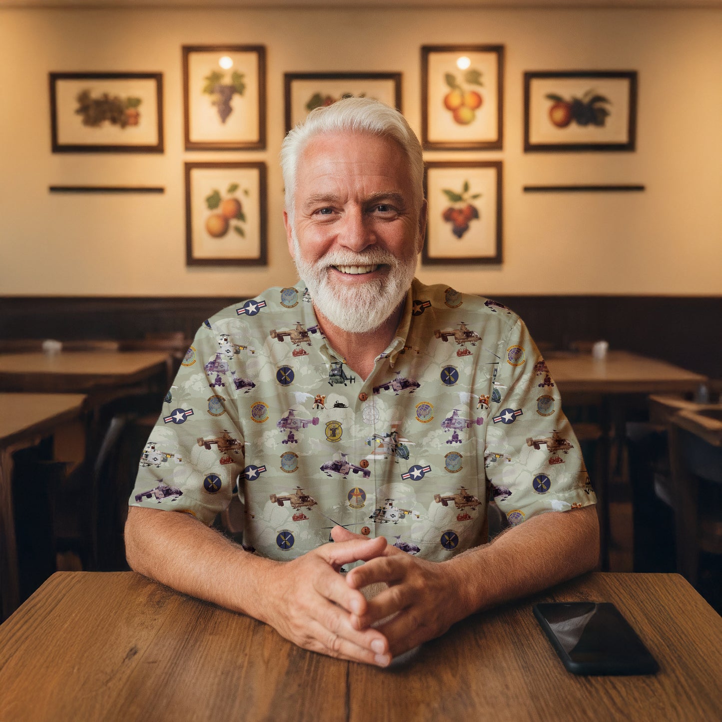 HH-43 "Huskie" Hawaiian Shirt – Cotton Edition | PEDRO-Inspired Vintage Aviation Vibes - OD Green