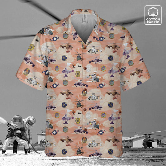 HH-43 "Huskie" Hawaiian Shirt – Cotton Edition | PEDRO-Inspired Vintage Aviation Vibes - Red