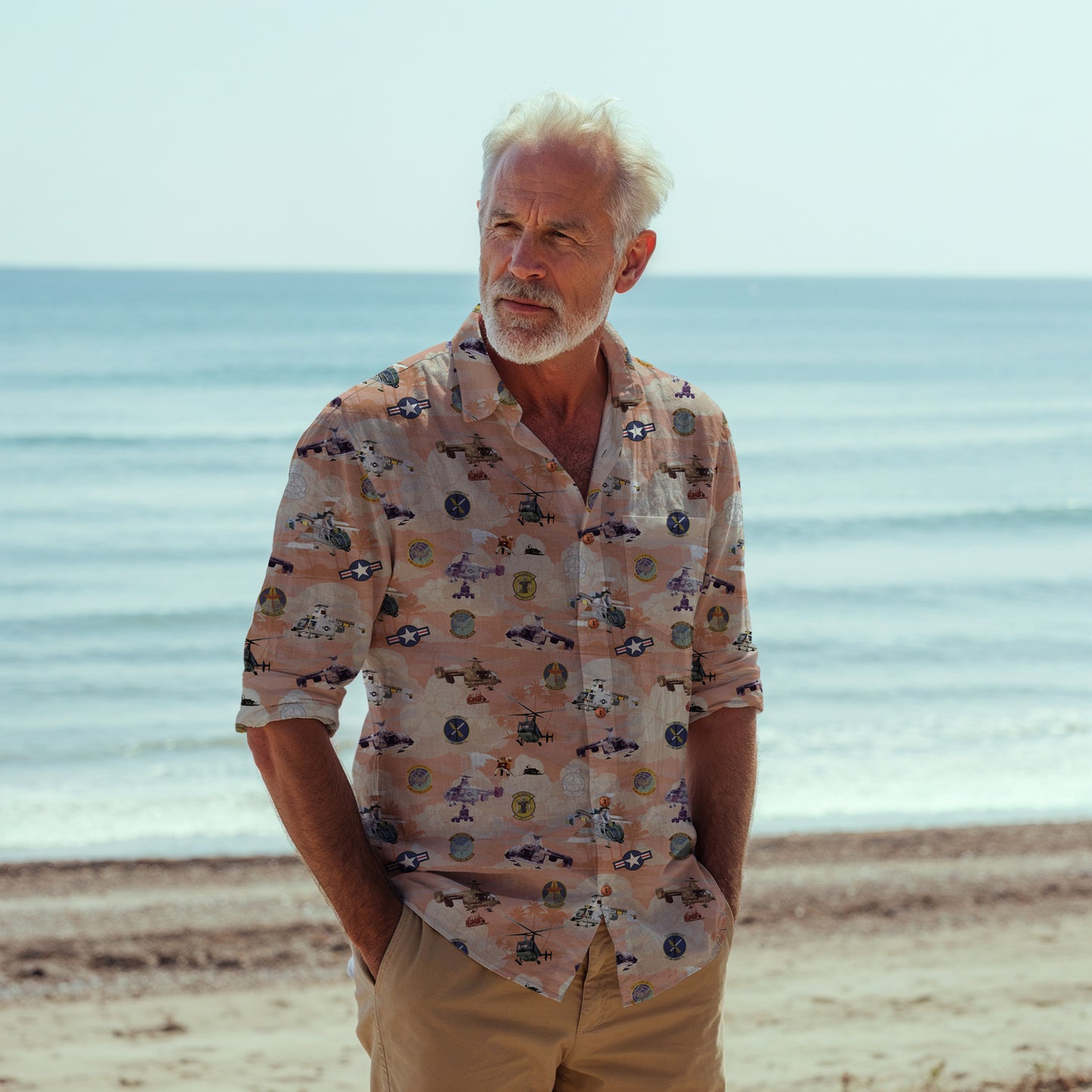 HH-43 "Huskie" Hawaiian Shirt – Cotton Edition | PEDRO-Inspired Vintage Aviation Vibes - Red