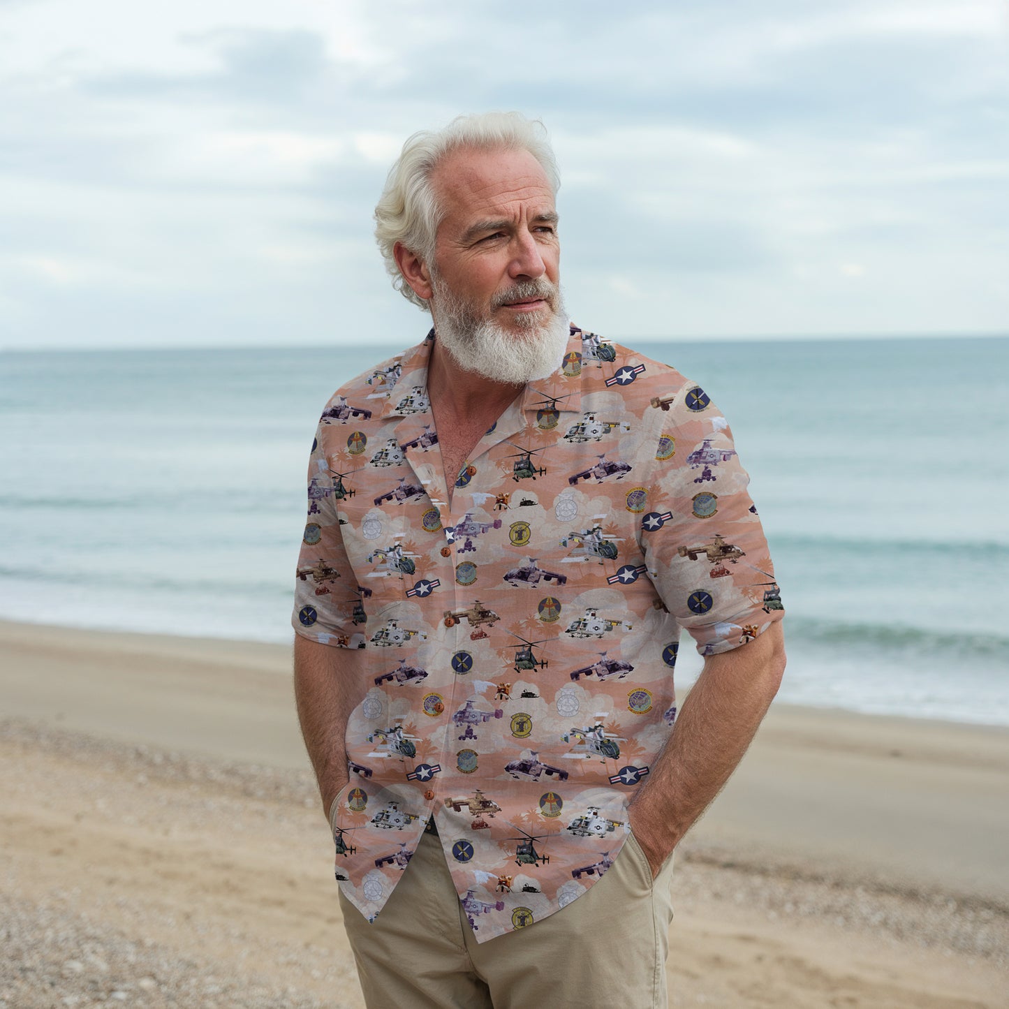 HH-43 "Huskie" Hawaiian Shirt – Cotton Edition | PEDRO-Inspired Vintage Aviation Vibes - Red