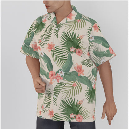 "Hibiscus Palm Oasis" Hawaiian Shirt - Cotton