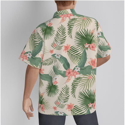 "Hibiscus Palm Oasis" Hawaiian Shirt - Cotton