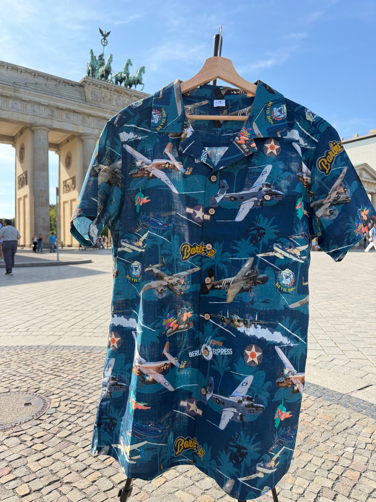 "B-25 Mitchell Tribute" Hawaiian Shirt 100%  Cotton - Blue