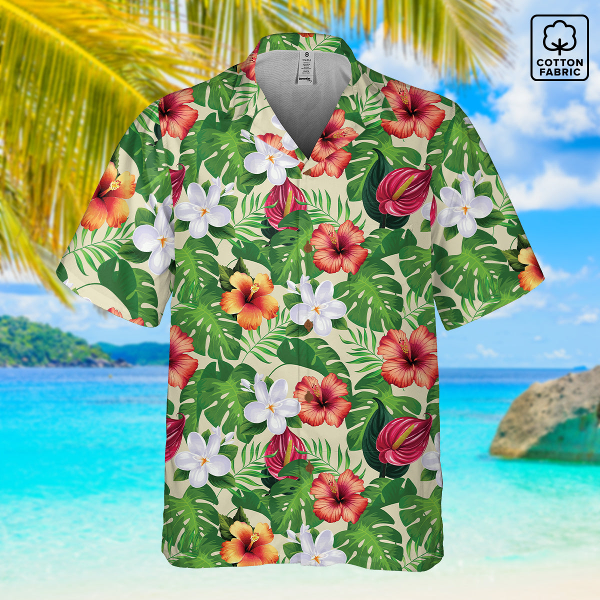 "Jungle Odyssey: Beach Vibes" Hawaiian Shirt - Cotton