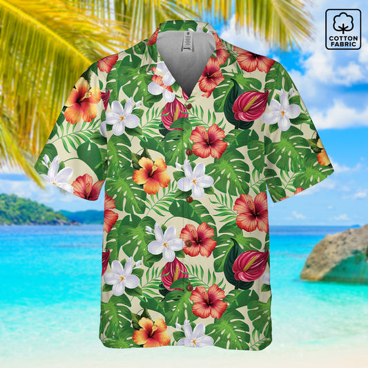 "Jungle Odyssey Hues: Beach Vibes" Hawaiian Shirt - 100% Cotton