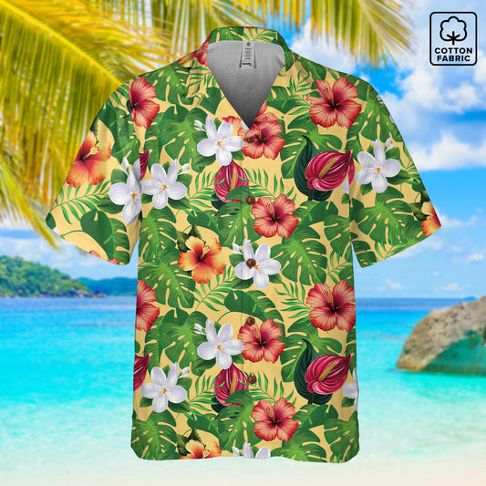 "Jungle Odyssey Hues: Golden Sun" Hawaiian Shirt - 100% Cotton