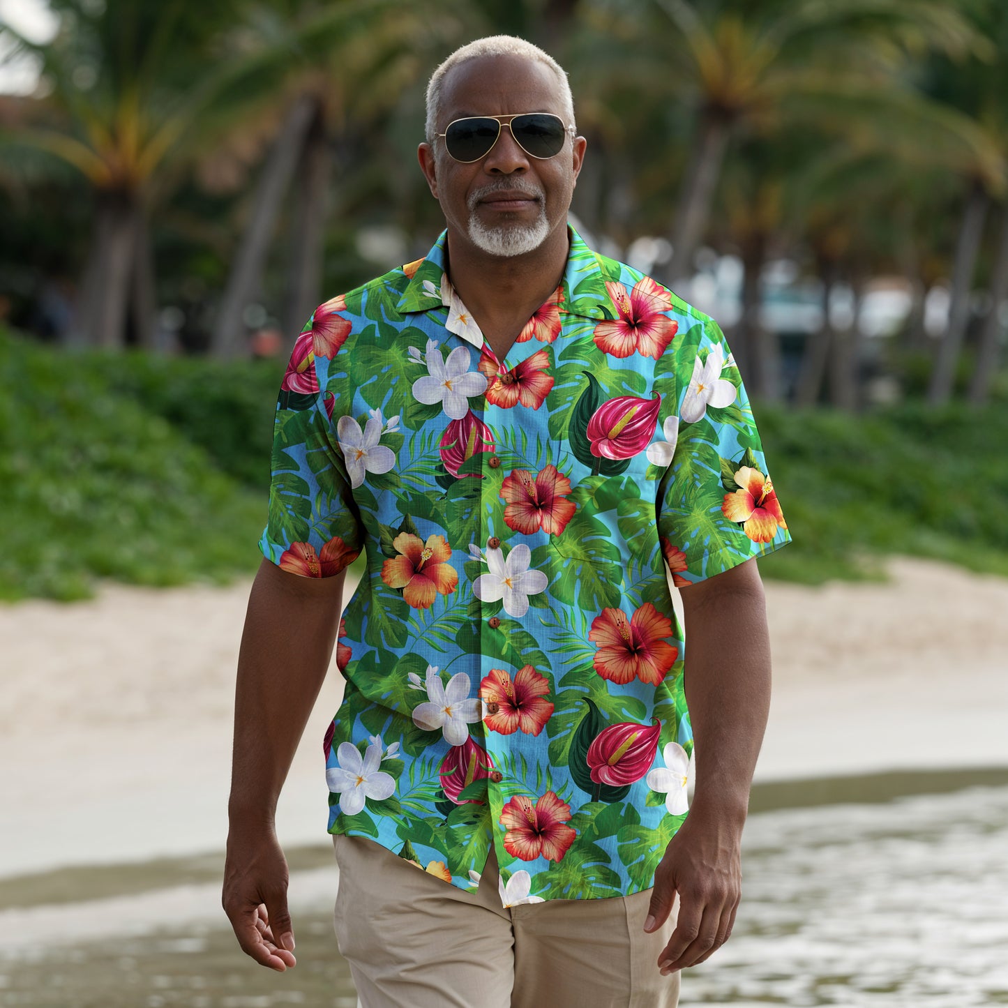 "Jungle Odyssey Hues: Rainforest Expedition" Hawaiian Shirt - 100% Cotton