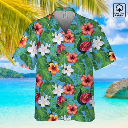 "Jungle Odyssey Hues: Rainforest Expedition" Hawaiian Shirt - 100% Cotton