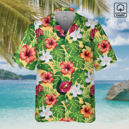 "Jungle Odyssey: Golden Sun" Hawaiian Shirt - Cotton