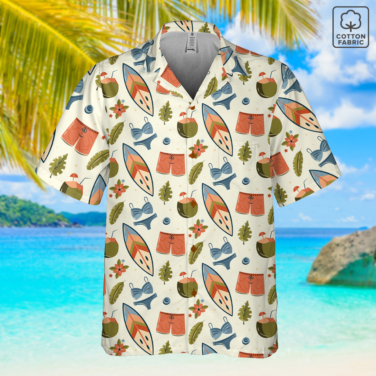 "Golden Sands Getaway" Hawaiian Shirt-Cotton