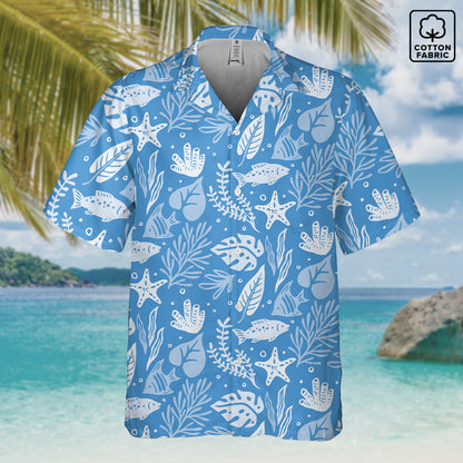 "Marine Marvels" Hawaiian Shirt - Cotton