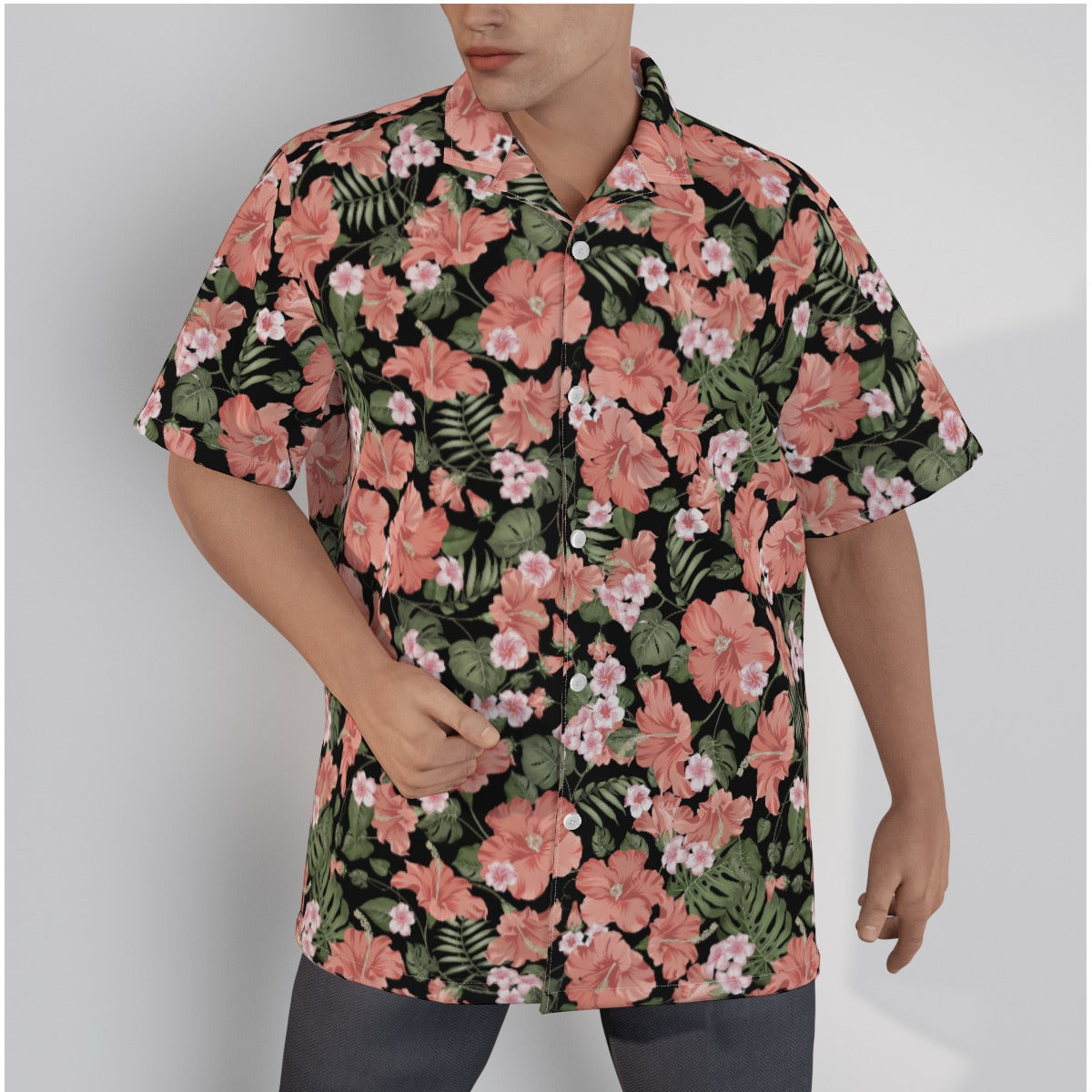 "Midnight Bloomscape" Hawaiian Shirt - Cotton