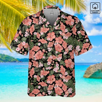 "Midnight Bloomscape" Hawaiian Shirt - Cotton