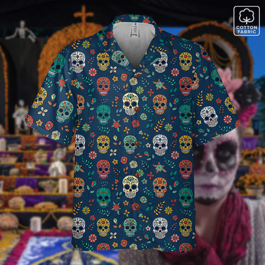 "Midnight Sugar Skulls" Cotton Celebration Shirt