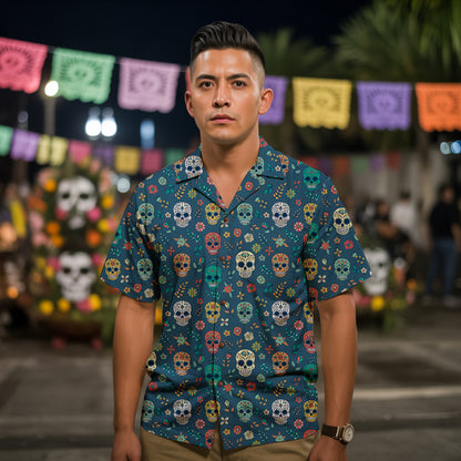 "Midnight Sugar Skulls" Cotton Celebration Shirt
