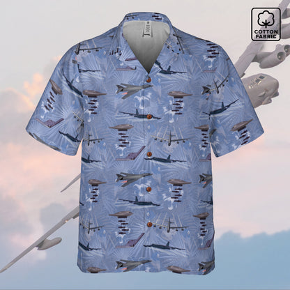 "USAF Bombers" Tribute Hawaiian Shirt, Blue 100% Cotton!