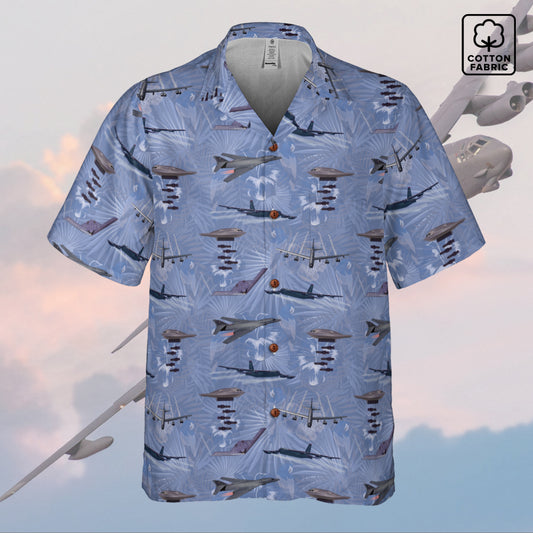 "USAF Bombers" Tribute Hawaiian Shirt, Blue 100% Cotton!