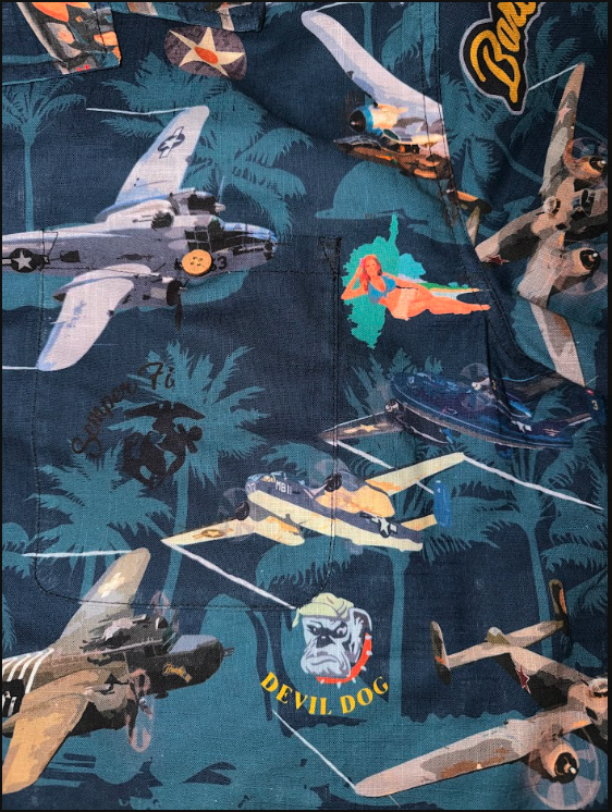 "B-25 Mitchell Tribute" Hawaiian Shirt 100%  Cotton - Blue