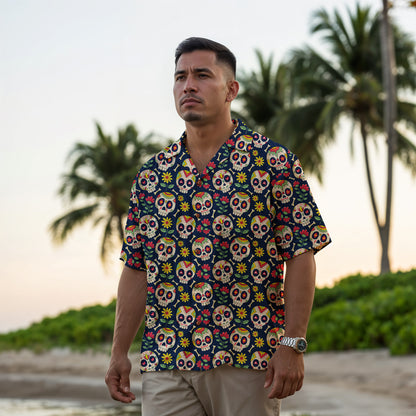 "Sugar Skull Fiesta" Cotton Celebration Shirt