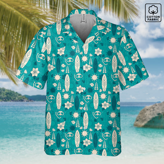 "Surf's Up! Dive Down!" Hawaiian Shirt - Cotton