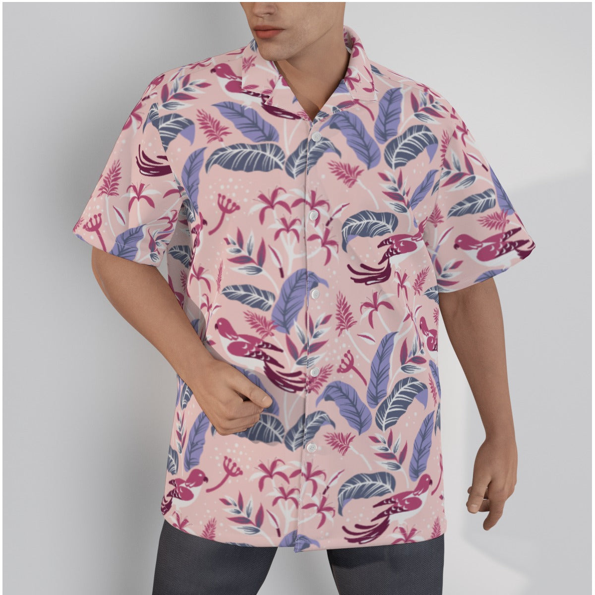 "Tropical Avian Whispers" Hawaiian Shirt - Cotton