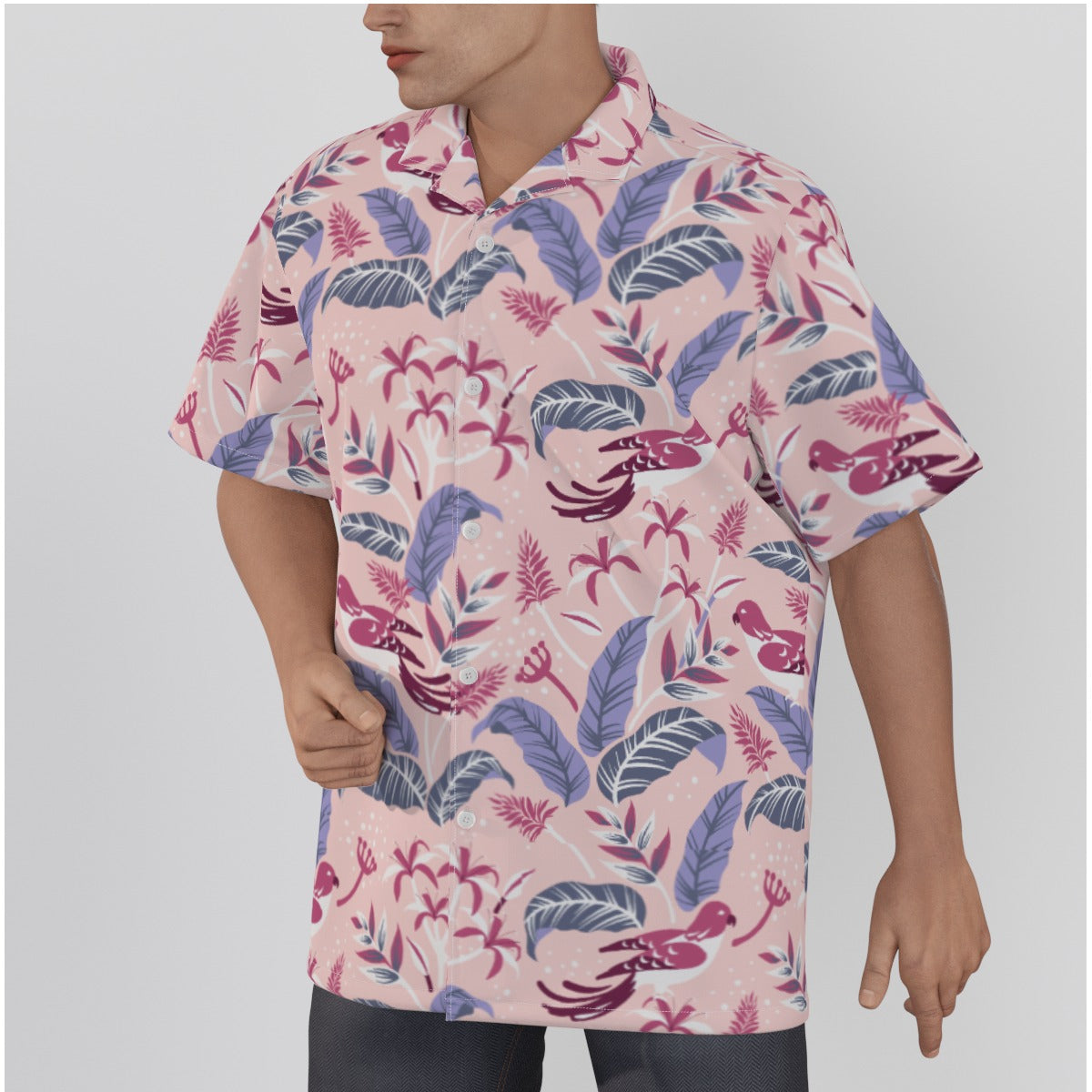 "Tropical Avian Whispers" Hawaiian Shirt - Cotton