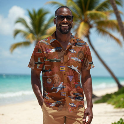 "Tuskegee Airmen" Hawaiian Tribute Shirt Red 100%  Cotton
