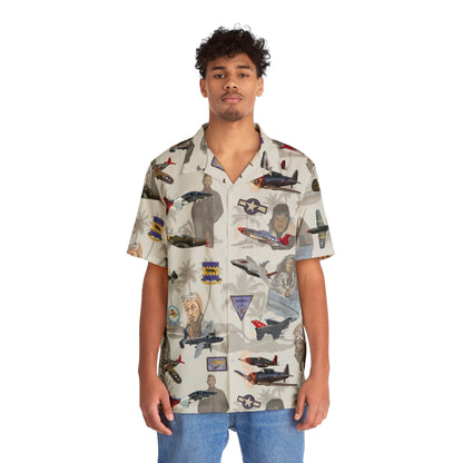 "Tuskegee Airmen" Tribute Hawaiian Shirt Beige - Cotton