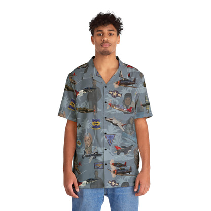 "Tuskegee Airmen" Tribute Hawaiian Shirt Blue - Cotton