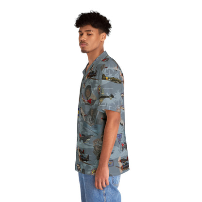 "Tuskegee Airmen" Tribute Hawaiian Shirt Blue - Cotton