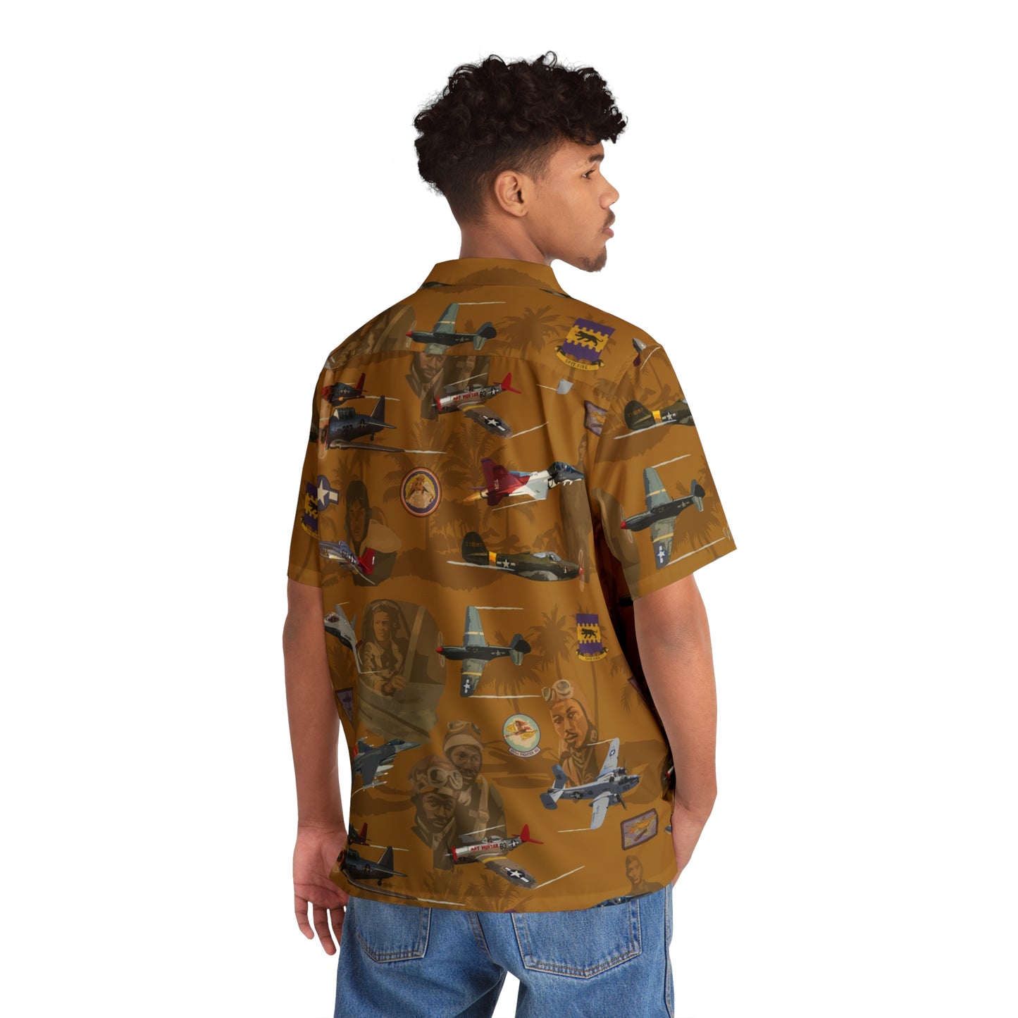 "Tuskegee Airmen" Tribute Hawaiian Shirt Gold - Cotton