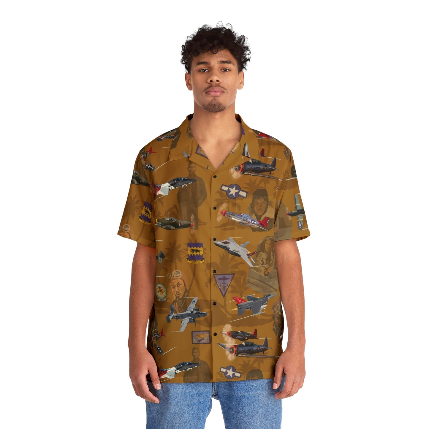 "Tuskegee Airmen" Tribute Hawaiian Shirt Gold - Cotton