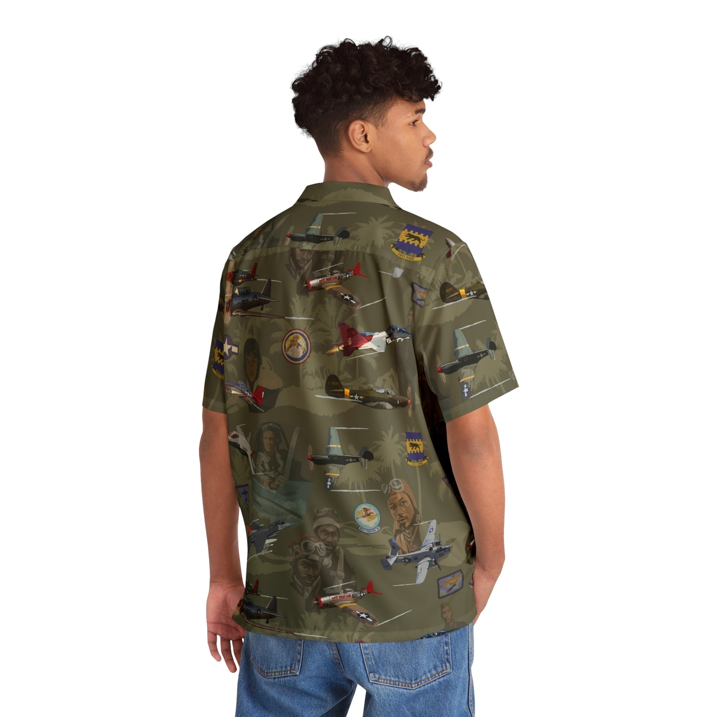 "Tuskegee Airmen" Hawaiian Tribute Shirt Green- Cotton