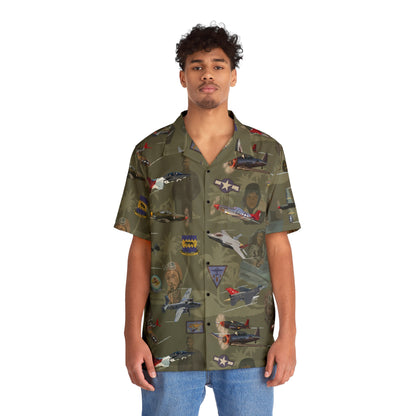 "Tuskegee Airmen" Hawaiian Tribute Shirt Green- Cotton