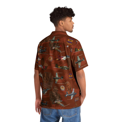 "Tuskegee Airmen" Hawaiian Tribute Shirt Red- Cotton