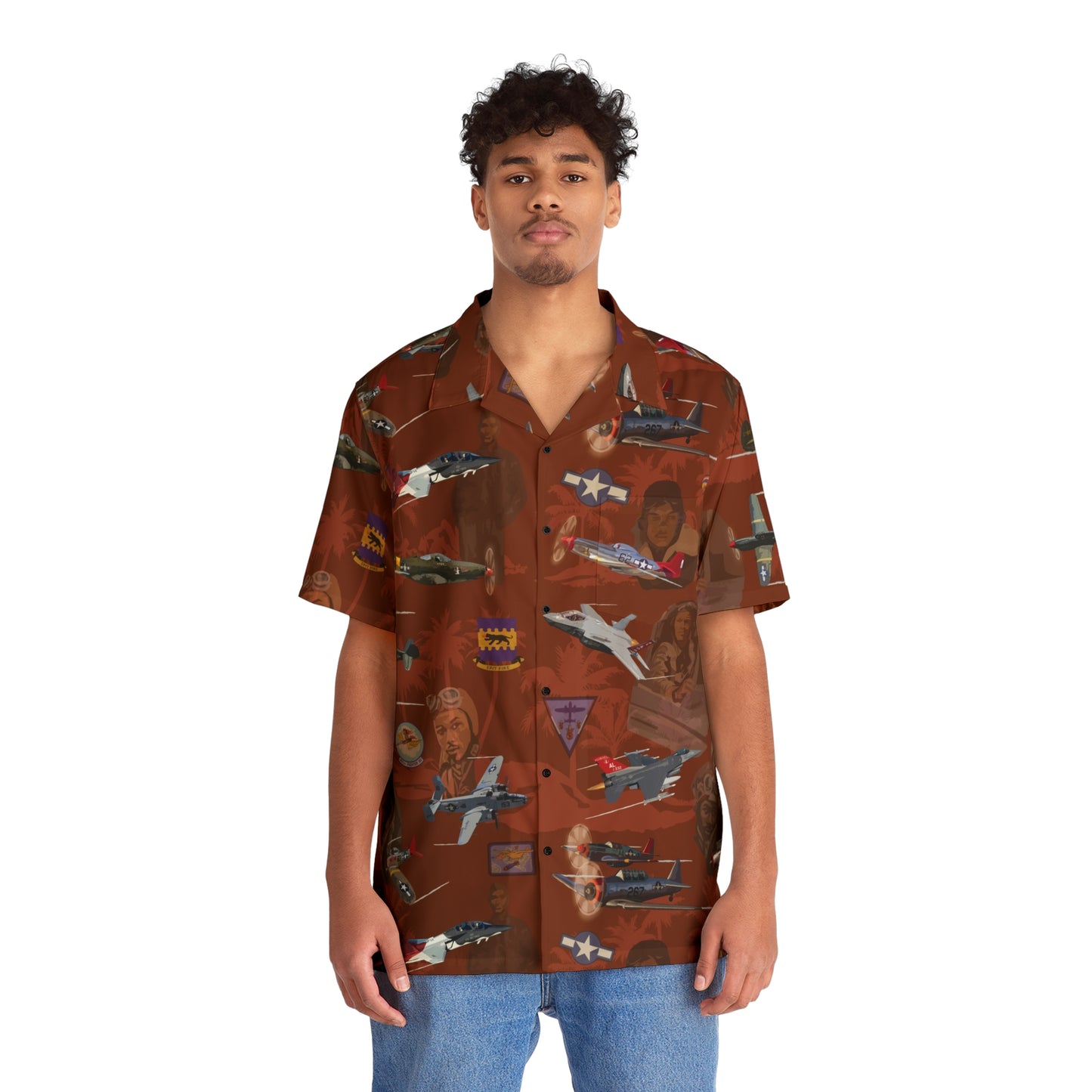 "Tuskegee Airmen" Hawaiian Tribute Shirt Red- Cotton