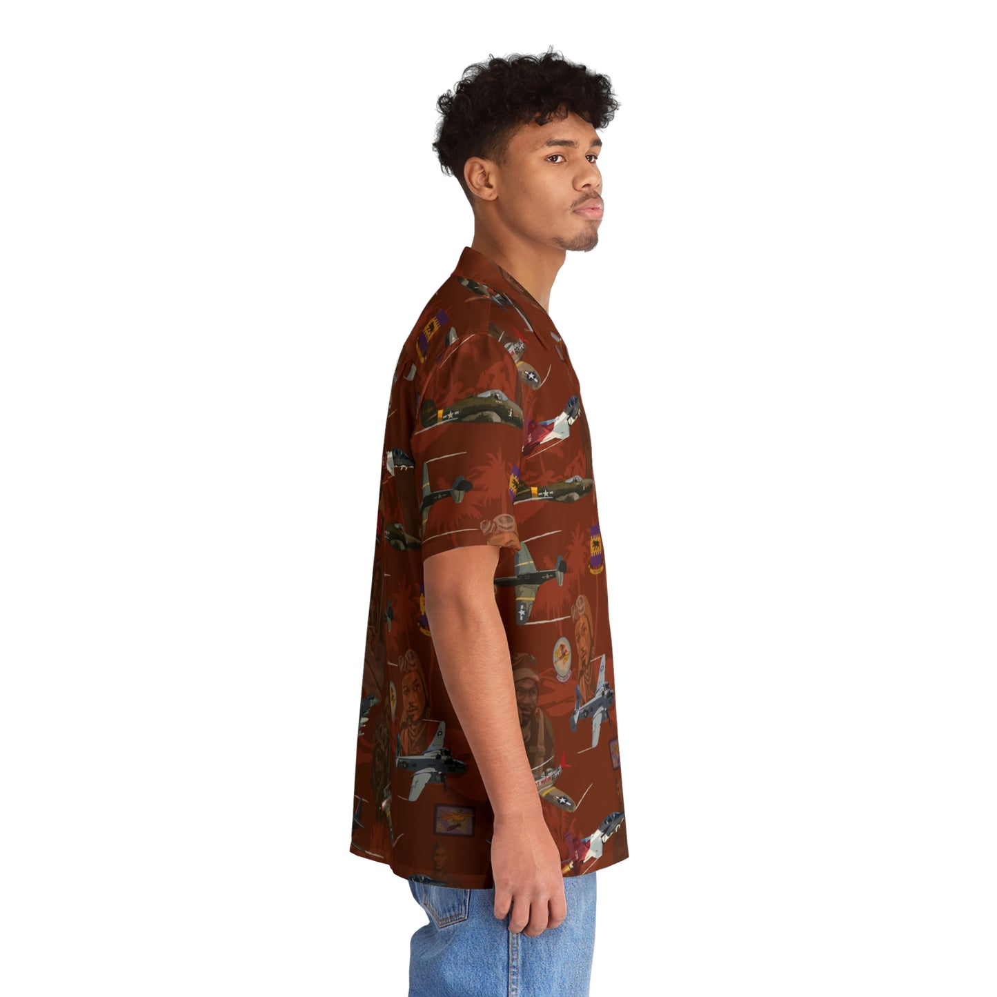 "Tuskegee Airmen" Hawaiian Tribute Shirt Red- Cotton