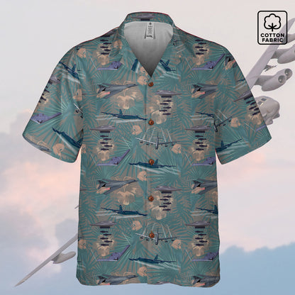 "USAF Bombers" Tribute Hawaiian Shirt, Green 100% Cotton!