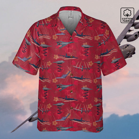 "USAF Bombers" Tribute Hawaiian Shirt, Red 100% Cotton!