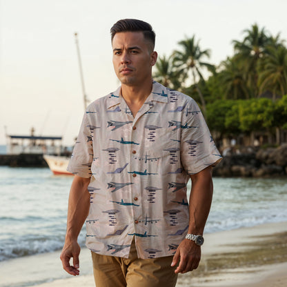 "USAF Bombers" Tribute Hawaiian Shirt, White 100% Cotton!