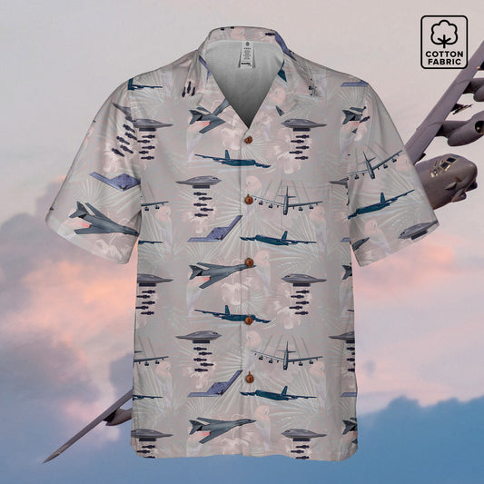 "USAF Bombers" Tribute Hawaiian Shirt, White 100% Cotton!