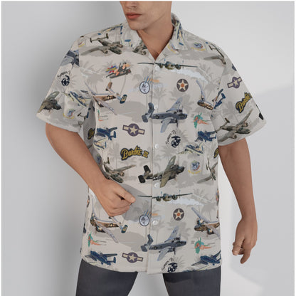 Island Vibes For Life B-25 Mitchell Tribute shirt in white cotton, showcasing military bomber aircraft design