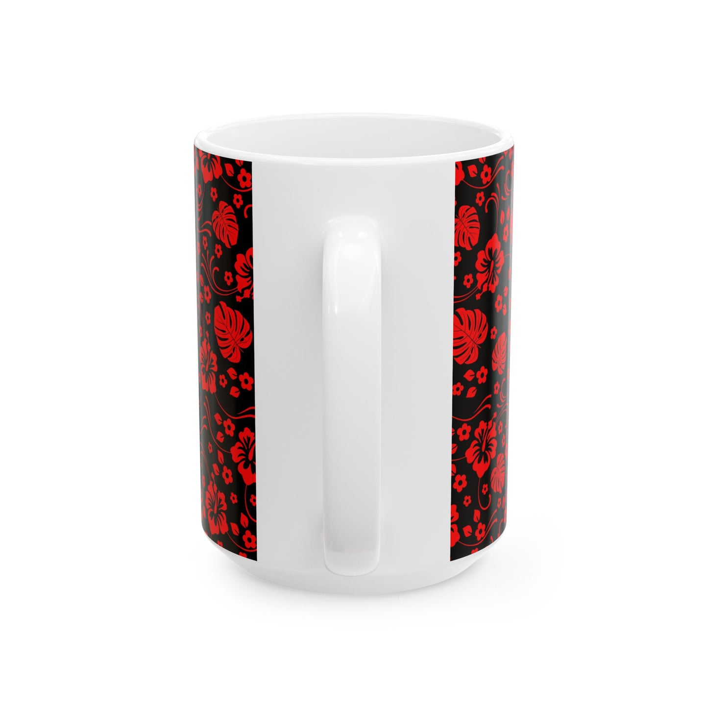 Black Sands ceramic mug with tropical sunset design, available in 11oz and 15oz, perfect for relaxing mornings