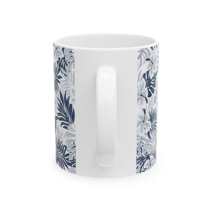 Versatile ceramic mug, ideal for hot beverages, available in 11oz and 15oz sizes.