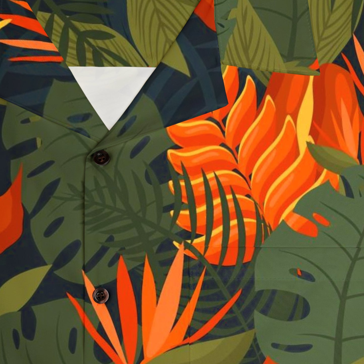 Island Vibes For Life Jungle Fever Shirt – A bold and colorful Hawaiian shirt showcasing tropical leaves and blooms, perfect for summer adventures.